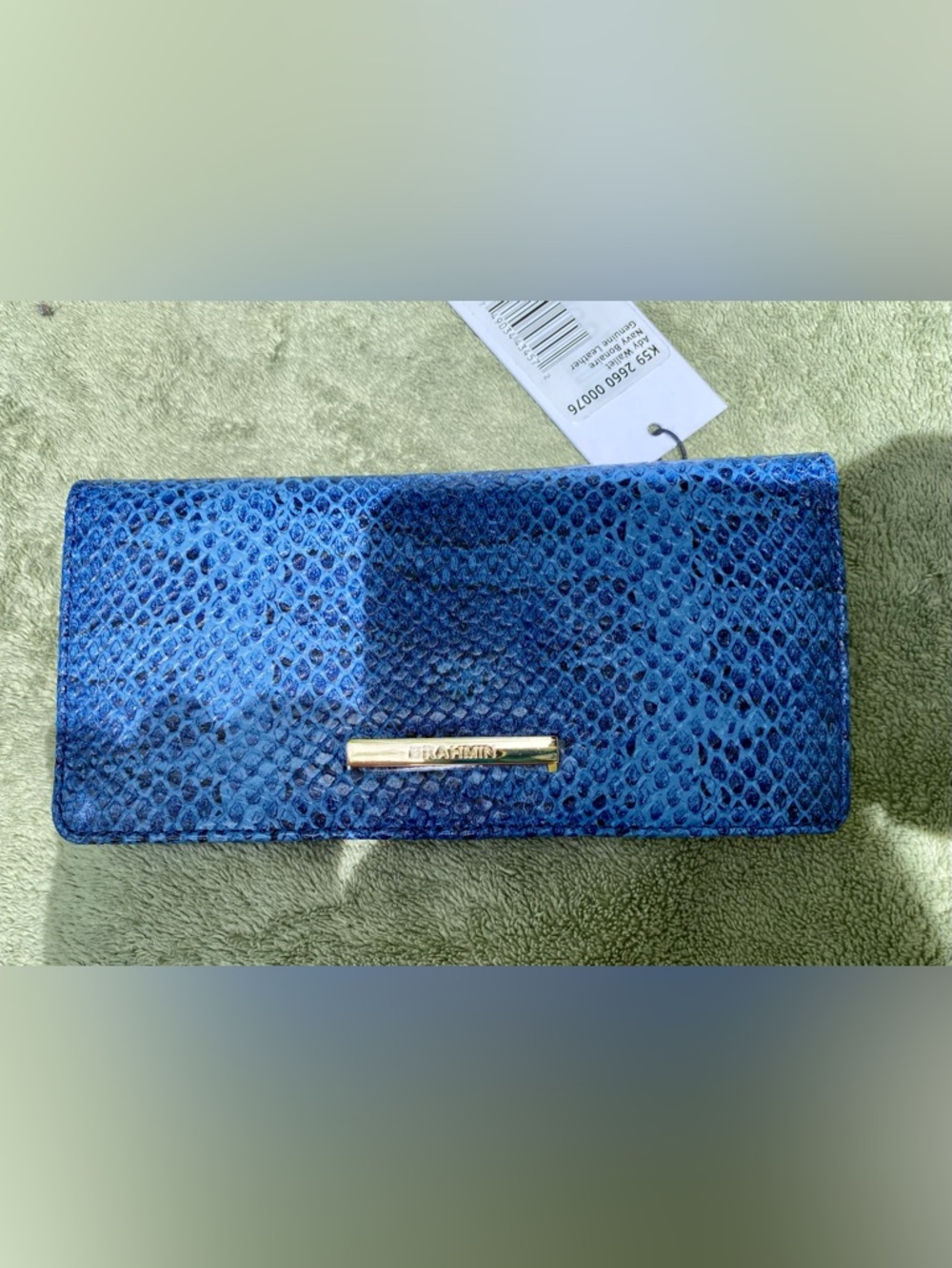New Brahmin Navy Blue Leather Ady Wallet Bonaire Collection